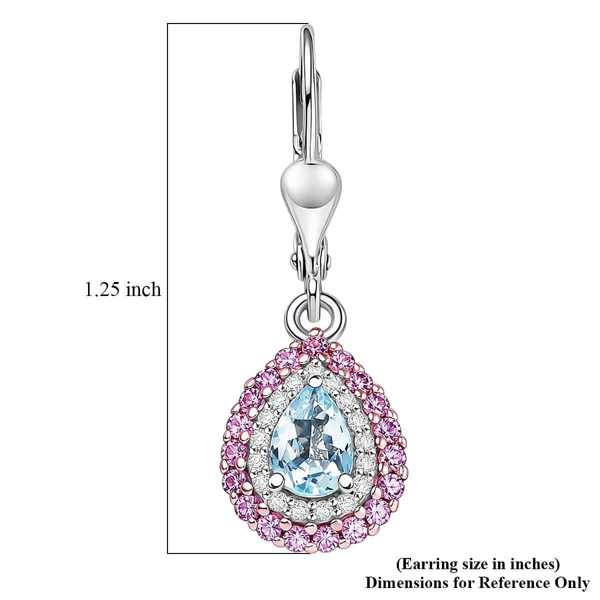 D'Joy Premium Mangoro Aquamarine and Multi Gemstone 1.35 ctw The Coronation Earrings in Rhodium Over Sterling Silver