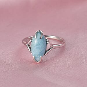 D'Joy AAA Larimar 3.75 ctw Ring in Rhodium Over Sterling Silver (Size 10.0)