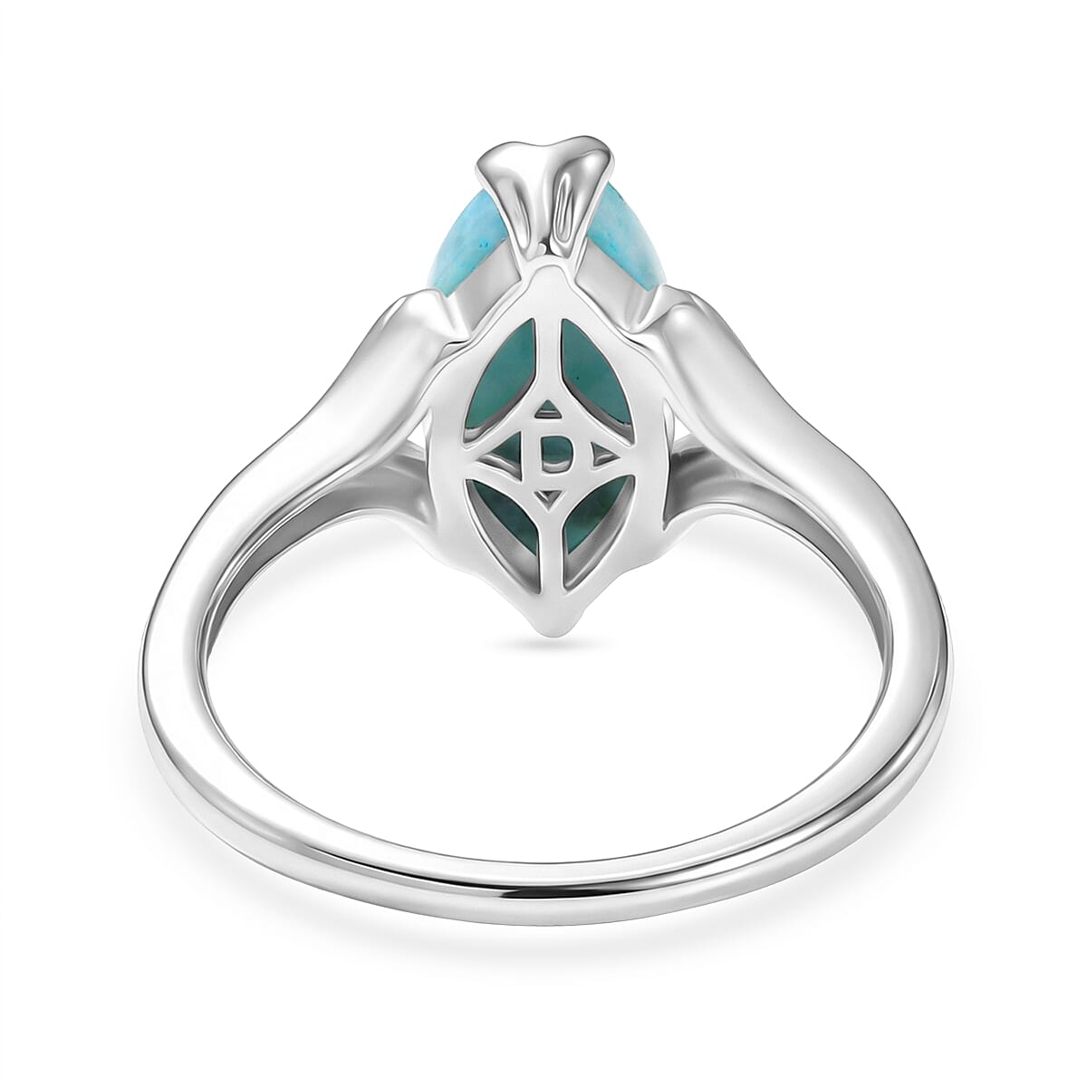 D'Joy AAA Larimar 3.75 ctw Ring in Rhodium Over Sterling Silver (Size 10.0) image number 4
