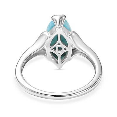 D'Joy AAA Larimar 3.75 ctw Ring in Rhodium Over Sterling Silver (Size 9.0)