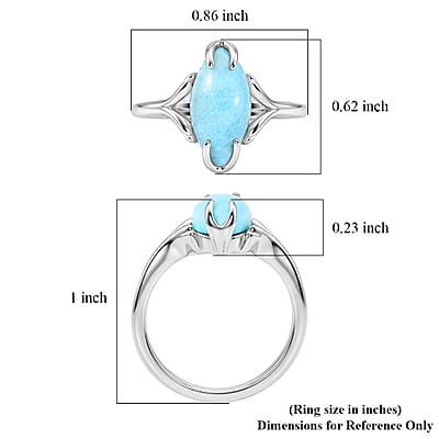 D'Joy AAA Larimar 3.75 ctw Ring in Rhodium Over Sterling Silver (Size 9.0)