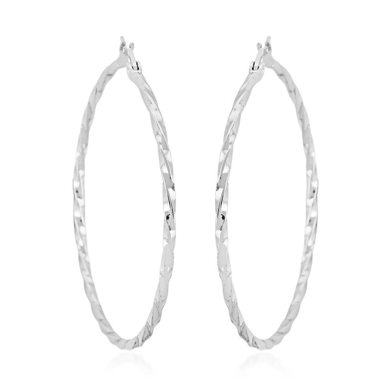 Round Twisted Hoop Earrings in Stainless Steel