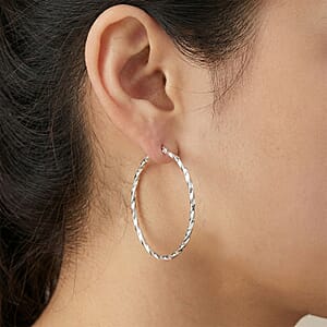 Twisted Hoop Earrings in Stainless Steel