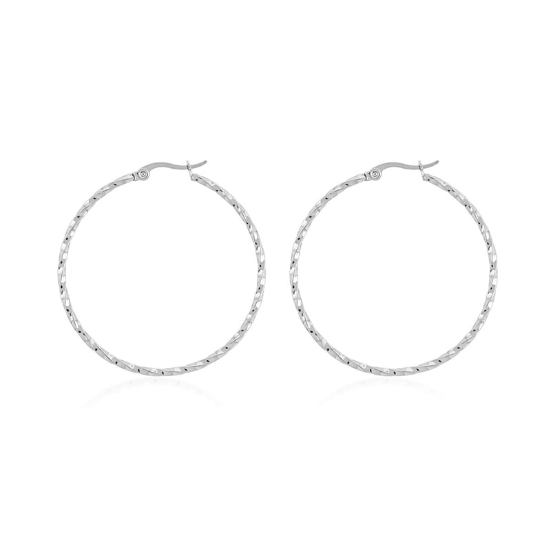 Round Twisted Hoop Earrings in Stainless Steel
