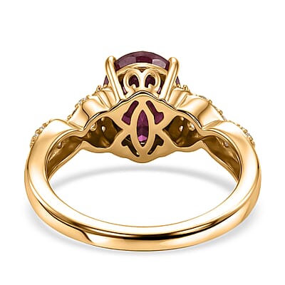 EverTrue Niassa Ruby (FF) and White Zircon 3.10 ctw Royal Infinity Ring in 18K Yellow Gold Plated (Size 9.0)