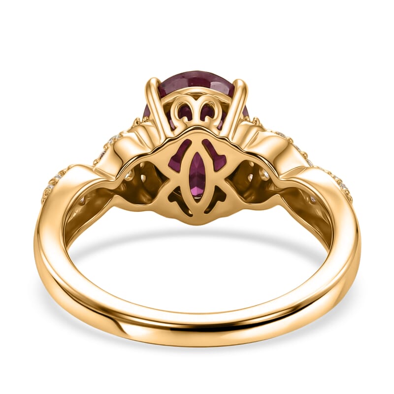 EverTrue Niassa Ruby (FF) and White Zircon 3.10 ctw Royal Infinity Ring in 18K Yellow Gold Plated (Size 9.0)