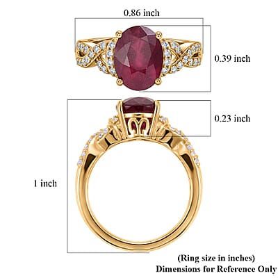 EverTrue Niassa Ruby (FF) and White Zircon 3.10 ctw Royal Infinity Ring in 18K Yellow Gold Plated (Size 9.0)