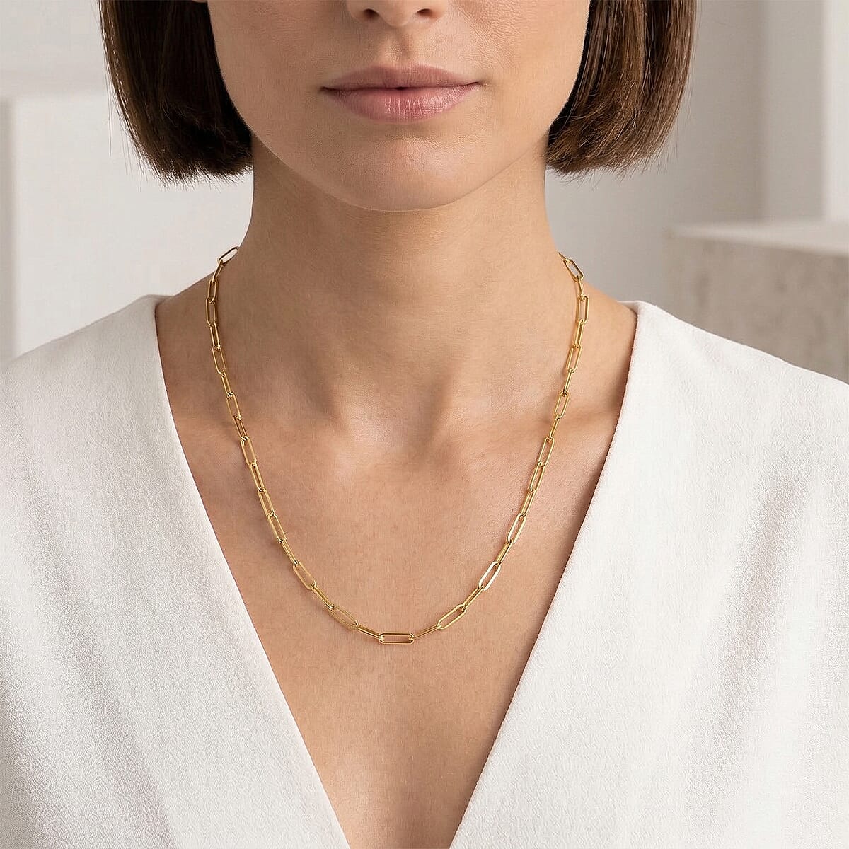 Italian 2mm Paperclip Chain Necklace in 10K Yellow Gold 1.65 Grams (16 Inches) image number 2