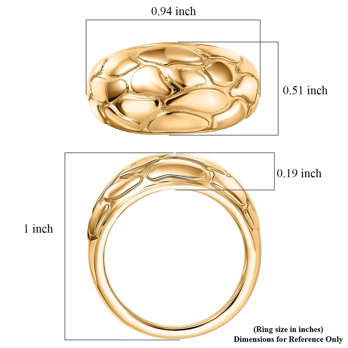 D'Joy Pebbles Ring in 18K Vermeil Yellow Gold Over Sterling Silver (Size 8.0) 6.70 Grams image number 5