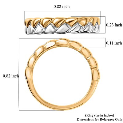 D'Joy Braid Band Ring in 18K Vermeil YG and Rhodium Over Sterling Silver (Size 7.0) 3.53 Grams