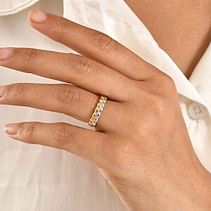 D'Joy Braid Band Ring in 18K Vermeil YG and Rhodium Over Sterling Silver (Size 8.0) 3.53 Grams