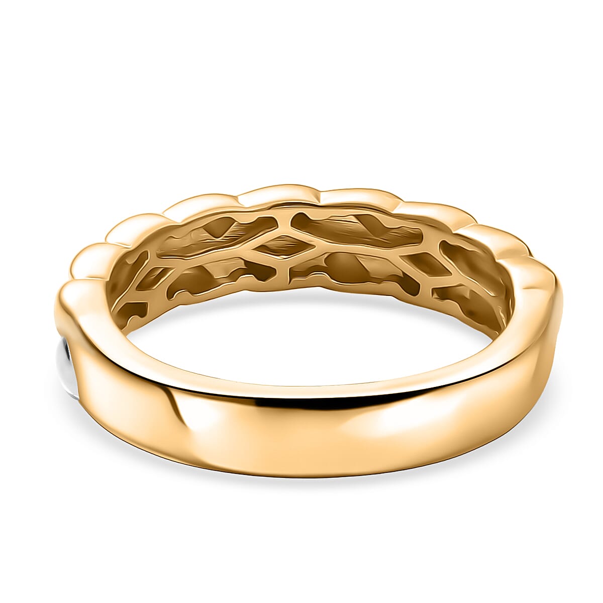 D'Joy Braid Band Ring in 18K Vermeil YG and Rhodium Over Sterling Silver (Size 8.0) 3.53 Grams image number 4