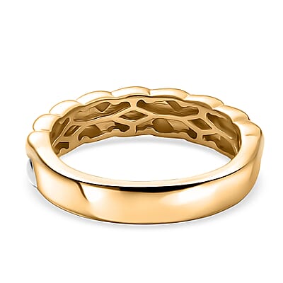 D'Joy Braid Band Ring in 18K Vermeil YG and Rhodium Over Sterling Silver (Size 8.0) 3.53 Grams
