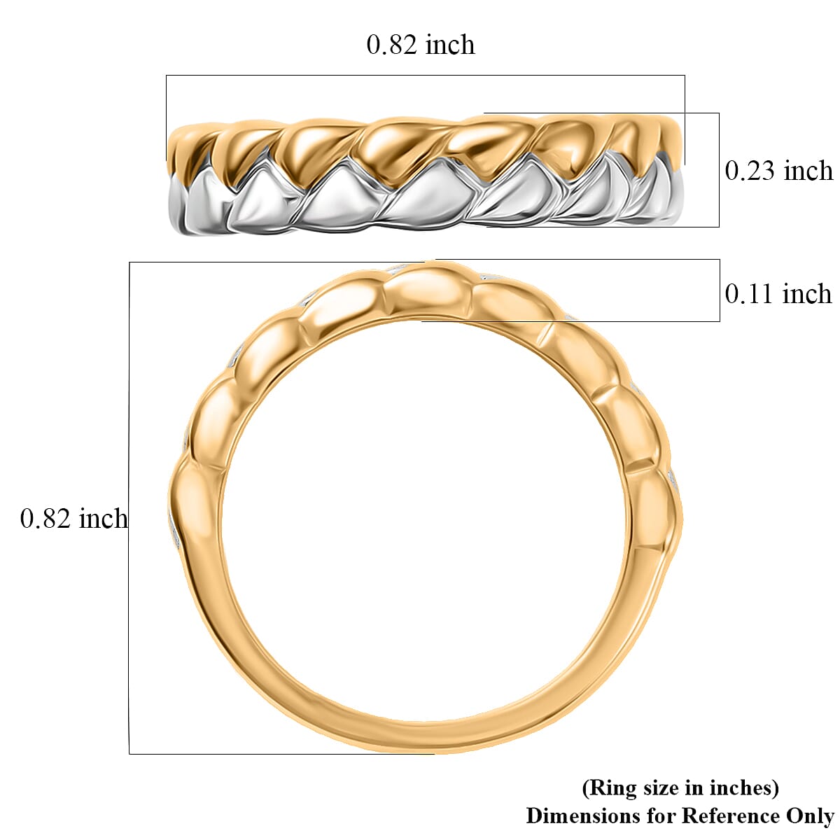 D'Joy Braid Band Ring in 18K Vermeil YG and Rhodium Over Sterling Silver (Size 8.0) 3.53 Grams image number 5
