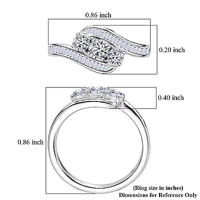 Luxuriant Lab Grown Diamond G-H SI 1.00 ctw Sea Wave Band Ring in Rhodium Over Sterling Silver (Size 10.0)