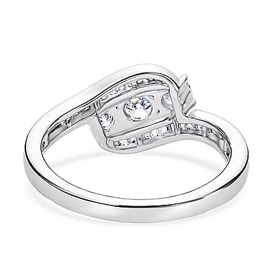 Luxuriant Lab Grown Diamond G-H SI 1.00 ctw Sea Wave Band Ring in Rhodium Over Sterling Silver (Size 10.0)