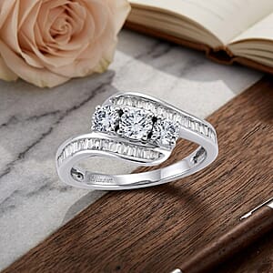 Luxuriant Lab Grown Diamond G-H SI 1.00 ctw Sea Wave Band Ring in Rhodium Over Sterling Silver (Size 7.0)