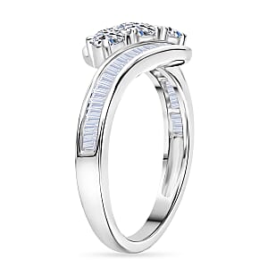 Luxuriant Lab Grown Diamond G-H SI 1.00 ctw Sea Wave Band Ring in Rhodium Over Sterling Silver (Size 7.0)