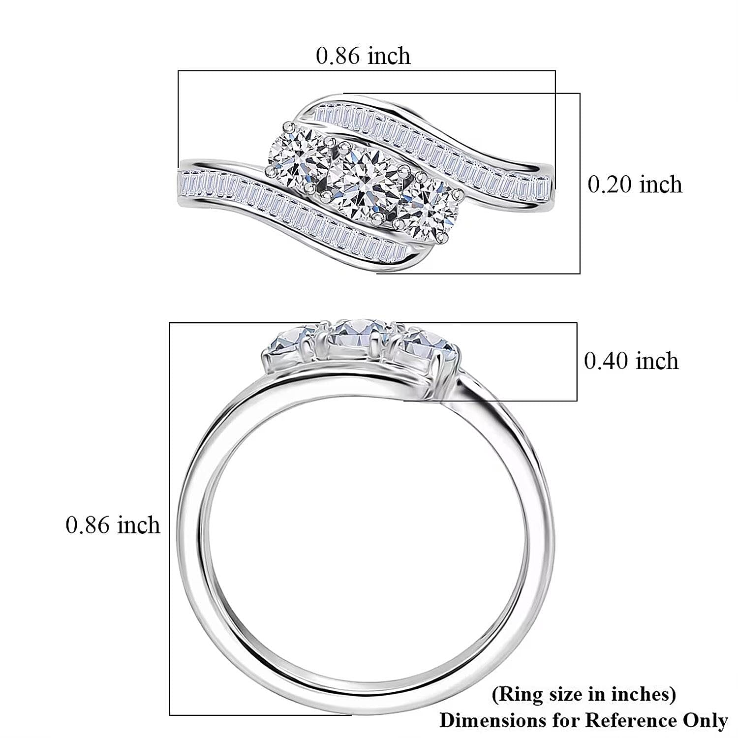 Luxuriant Lab Grown Diamond G-H SI 1.00 ctw Sea Wave Band Ring in Rhodium Over Sterling Silver (Size 7.0)