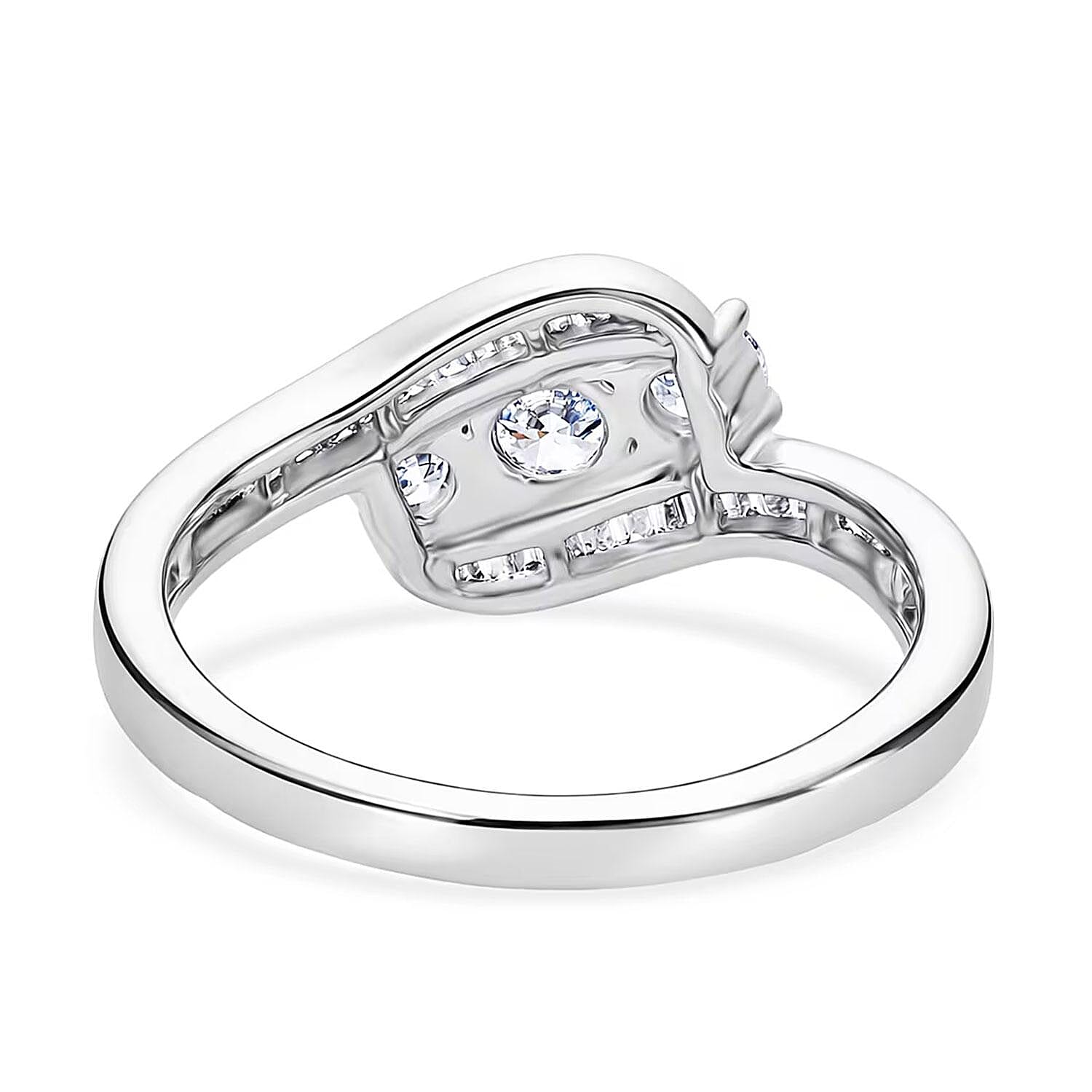 Luxuriant Lab Grown Diamond G-H SI 1.00 ctw Sea Wave Band Ring in Rhodium Over Sterling Silver (Size 7.0)
