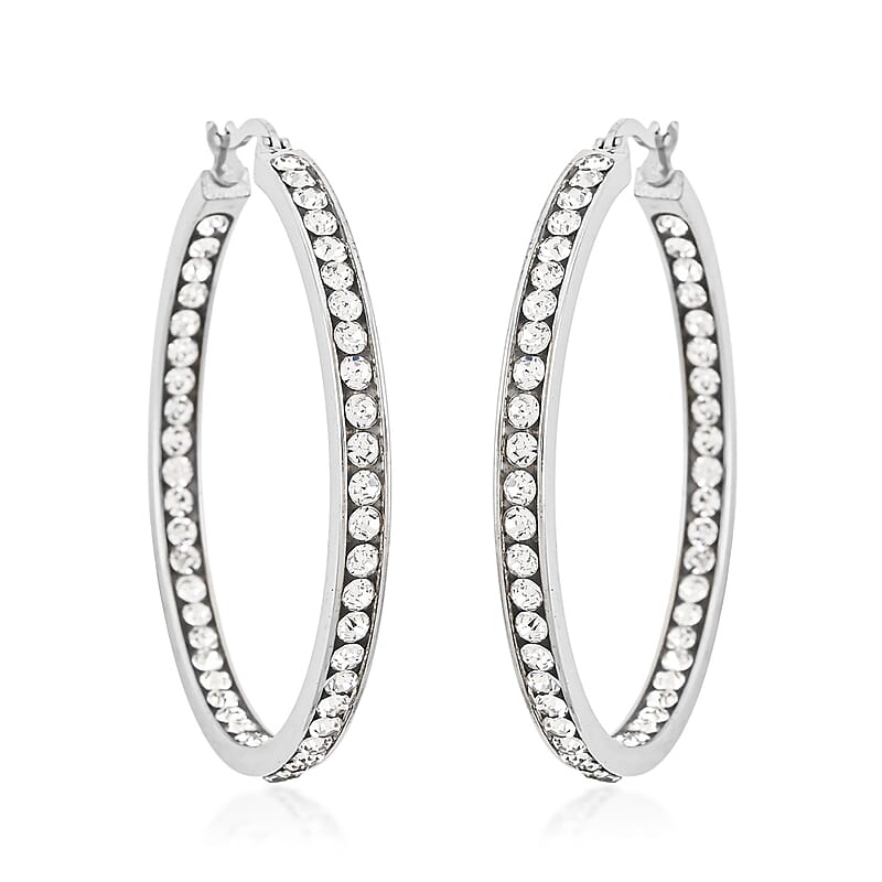 Austrain Crystal Hoop Earrings in Stainless Steel