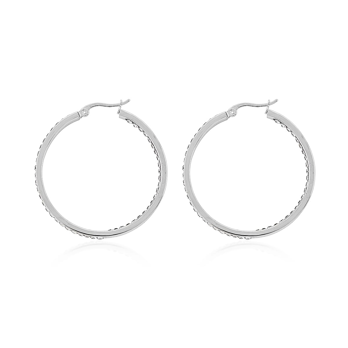 Austrain Crystal Hoop Earrings in Stainless Steel image number 3