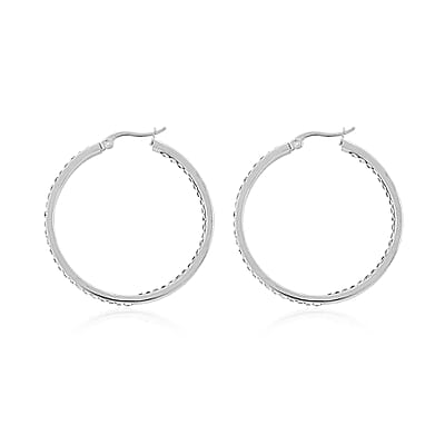 Austrain Crystal Hoop Earrings in Stainless Steel