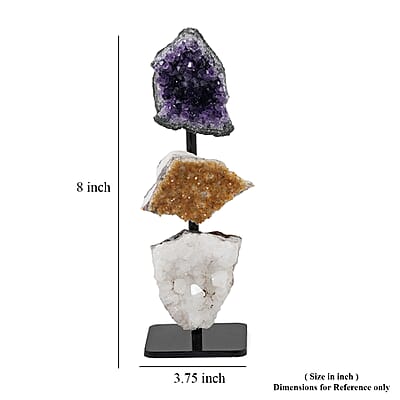 Amethyst, Citrine and Quartz on Stand L