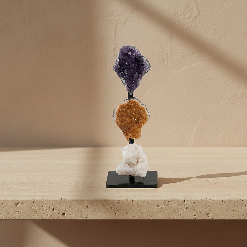 Amethyst, Citrine and Quartz on Stand S
