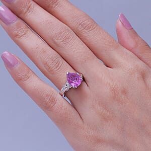 EverTrue African Lilac Quartz (Triplet) and White Zircon 3.80 ctw Ring in 18K Rose Gold Plated and Platinum Bond (Size 6.0)