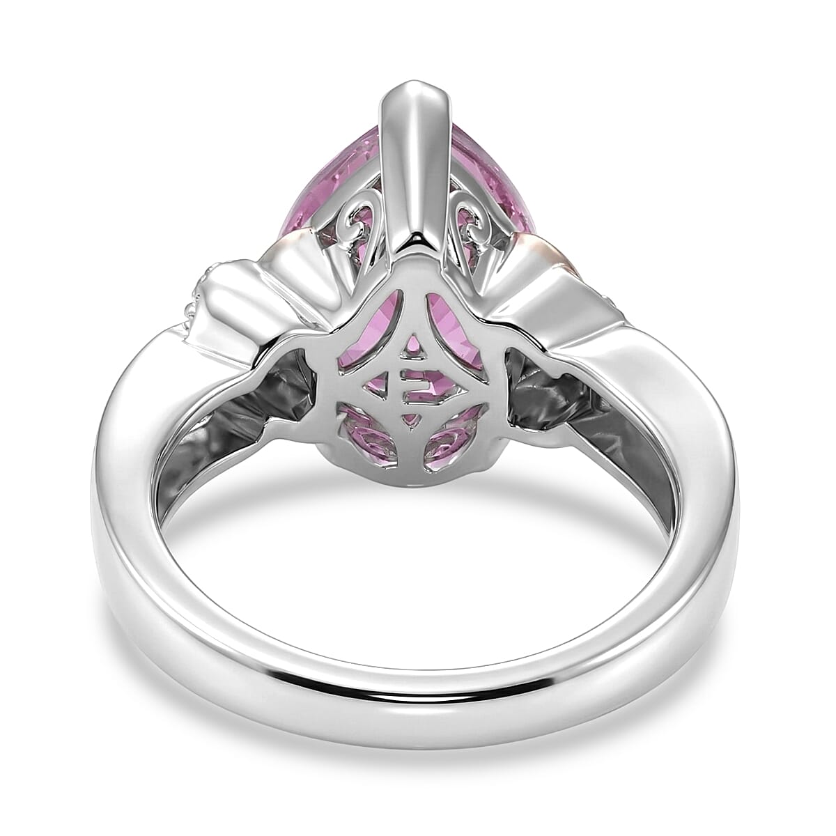 EverTrue African Lilac Quartz, White Zircon Ring in 18K RG Plated and Platinum Bond (Size 10.0) 3.80 ctw image number 4