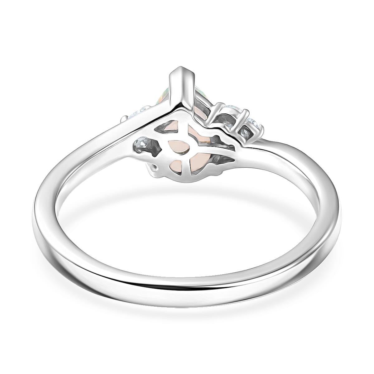 Ethiopian Welo Opal, Lab Grown Diamond Ring in Rhodium Over Sterling Silver 0.50 ctw (Size 6.0)