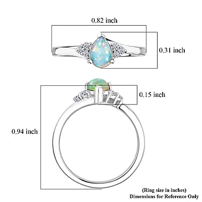 Ethiopian Welo Opal, Lab Grown Diamond Ring in Rhodium Over Sterling Silver 0.50 ctw (Size 6.0)