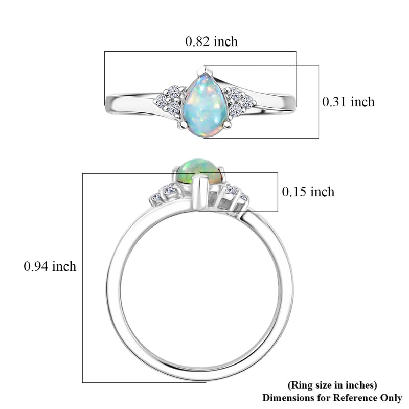 Ethiopian Welo Opal, Lab Grown Diamond Ring in Rhodium Over Sterling Silver 0.50 ctw (Size 6.0)