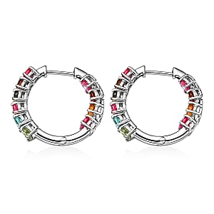 D'Joy Premium Multi Tourmaline 4.50 ctw Earrings in Rhodium Over Sterling Silver