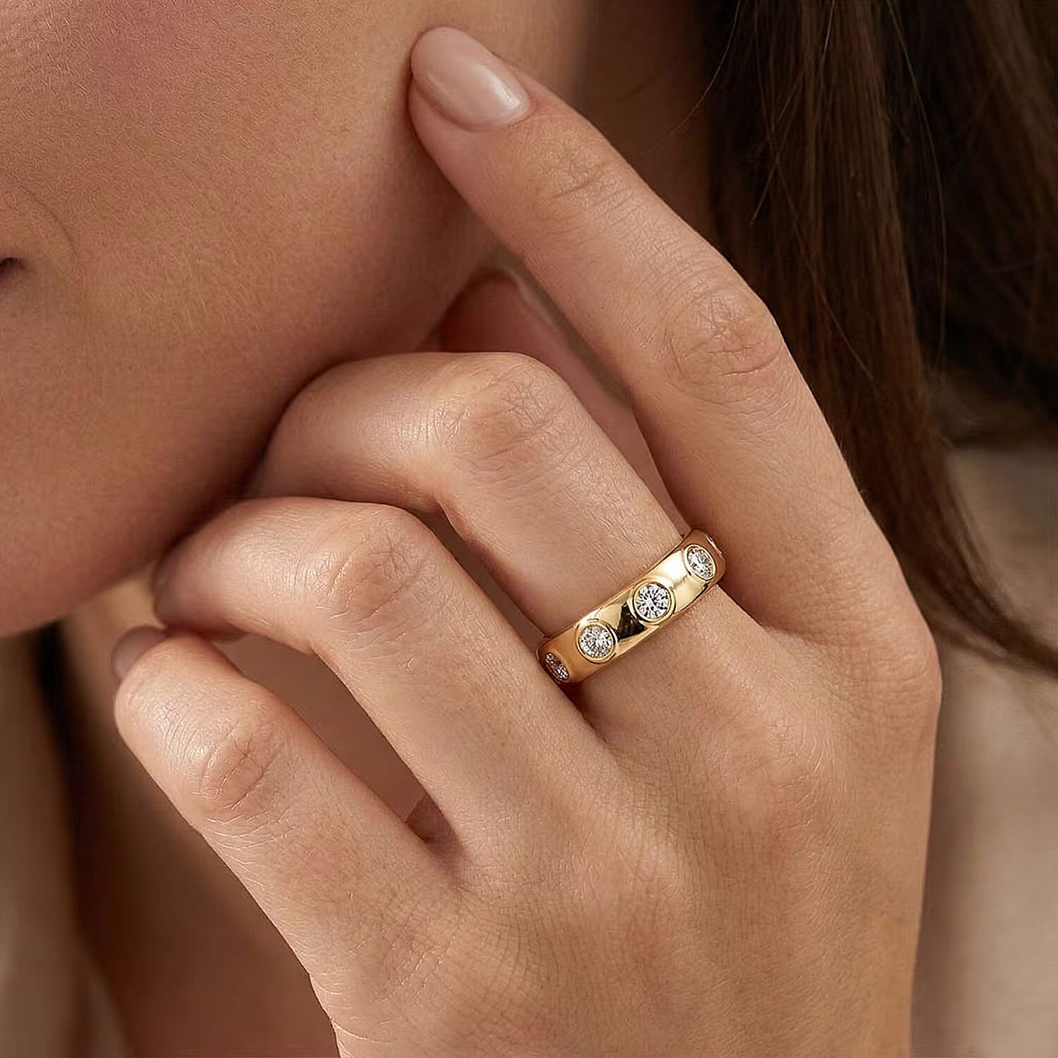 Luxuriant Lab Grown Diamond G-H SI 0.35 ctw Ring in 18K Vermeil Yellow Gold Over Sterling Silver (Size  10.0) (Del. In 10-12 Days)