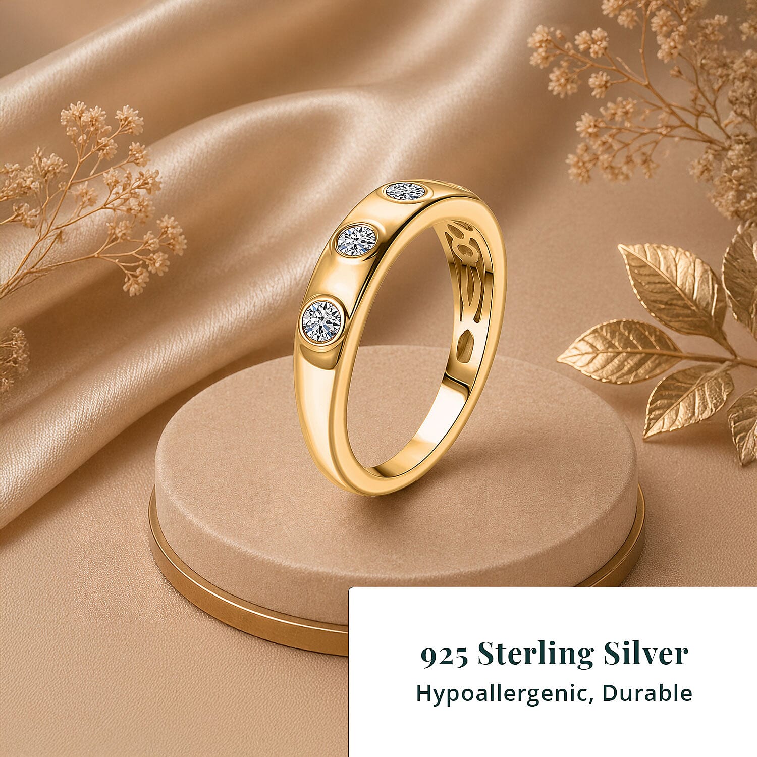 Luxuriant Lab Grown Diamond G-H SI 0.35 ctw Ring in 18K Vermeil Yellow Gold Over Sterling Silver (Size  10.0) (Del. In 10-12 Days)