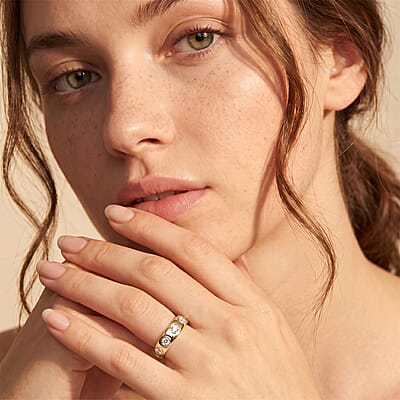 Luxuriant Lab Grown Diamond G-H SI 0.35 ctw Ring in 18K Vermeil Yellow Gold Over Sterling Silver (Size  5.0)