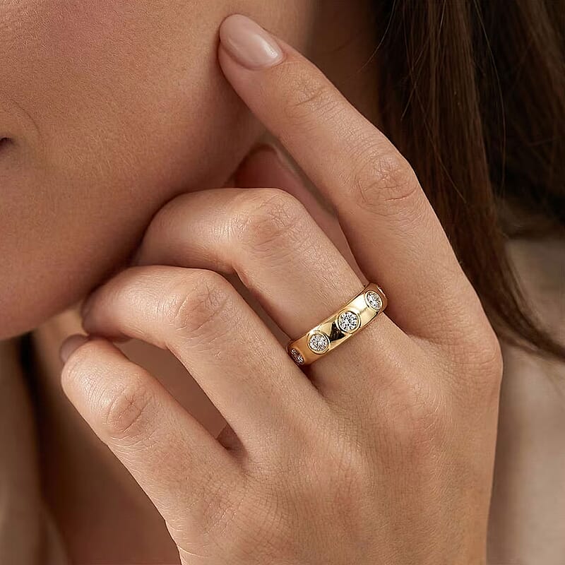 Luxuriant Lab Grown Diamond G-H SI 0.35 ctw Ring in 18K Vermeil Yellow Gold Over Sterling Silver (Size  5.0)