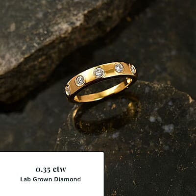Luxuriant Lab Grown Diamond G-H SI 0.35 ctw Ring in 18K Vermeil Yellow Gold Over Sterling Silver (Size  5.0)