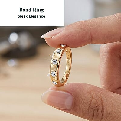 Luxuriant Lab Grown Diamond G-H SI 0.35 ctw Ring in 18K Vermeil Yellow Gold Over Sterling Silver (Size  5.0)