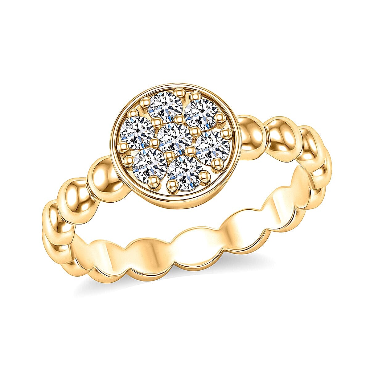 Luxuriant Lab Grown Diamond G-H SI 0.35 ctw Cluster Ring in 18K Vermeil Yellow Gold Over Sterling Silver (Size  10.0)