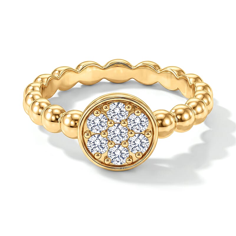 Luxuriant Lab Grown Diamond G-H SI 0.35 ctw Cluster Ring in 18K Vermeil Yellow Gold Over Sterling Silver (Size  10.0)