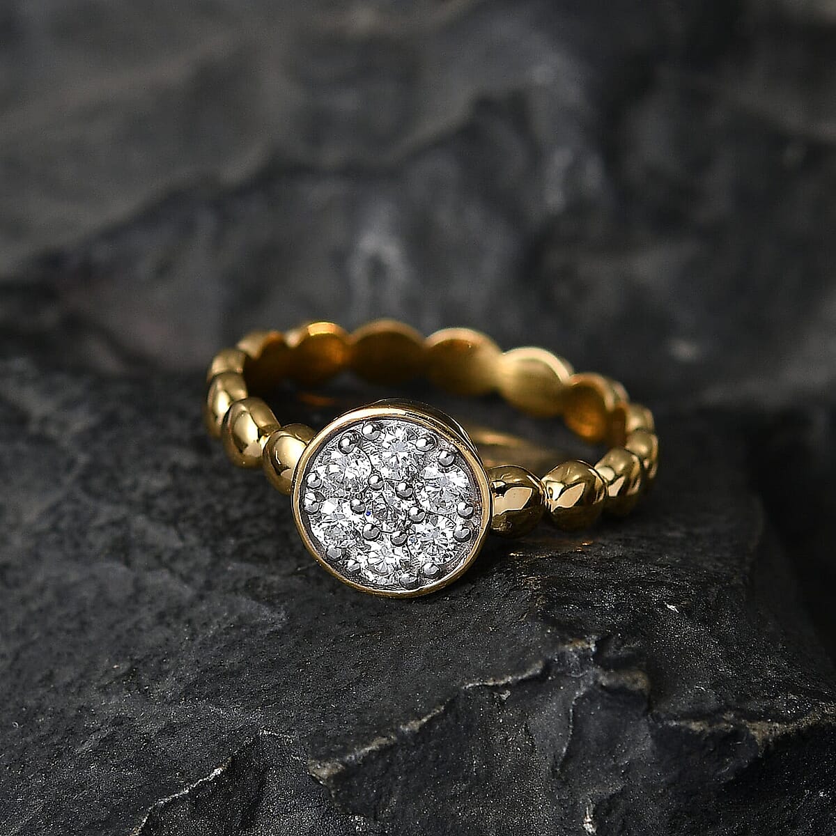 Luxuriant Lab Grown Diamond G-H SI 0.35 ctw Cluster Ring in 18K Vermeil Yellow Gold Over Sterling Silver (Size  10.0) (Del. In 10-12 Days) image number 1