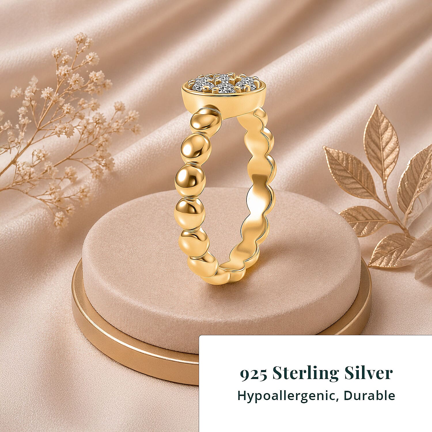 Luxuriant Lab Grown Diamond G-H SI 0.35 ctw Cluster Ring in 18K Vermeil Yellow Gold Over Sterling Silver (Size  10.0)