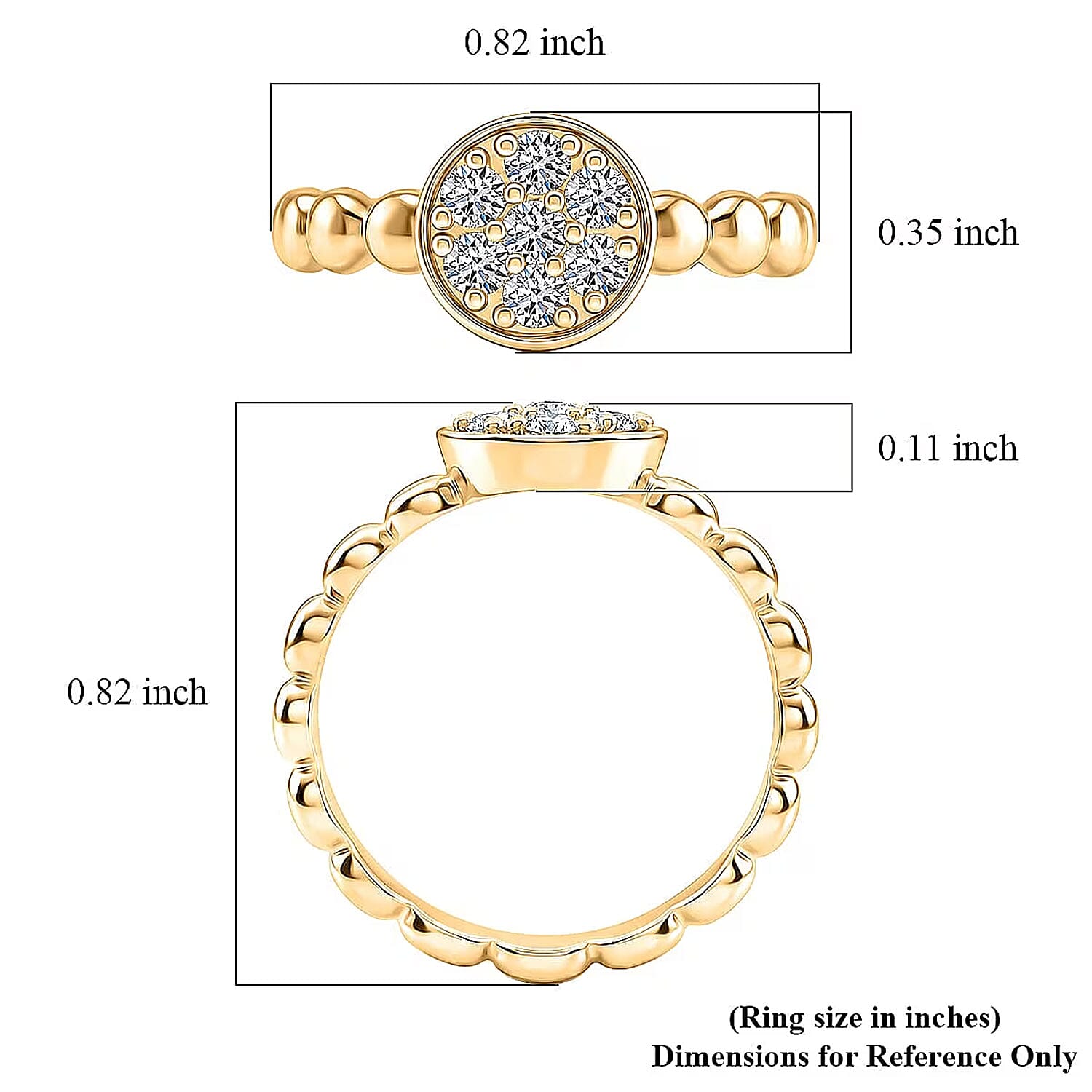 Luxuriant Lab Grown Diamond G-H SI 0.35 ctw Cluster Ring in 18K Vermeil Yellow Gold Over Sterling Silver (Size  10.0)