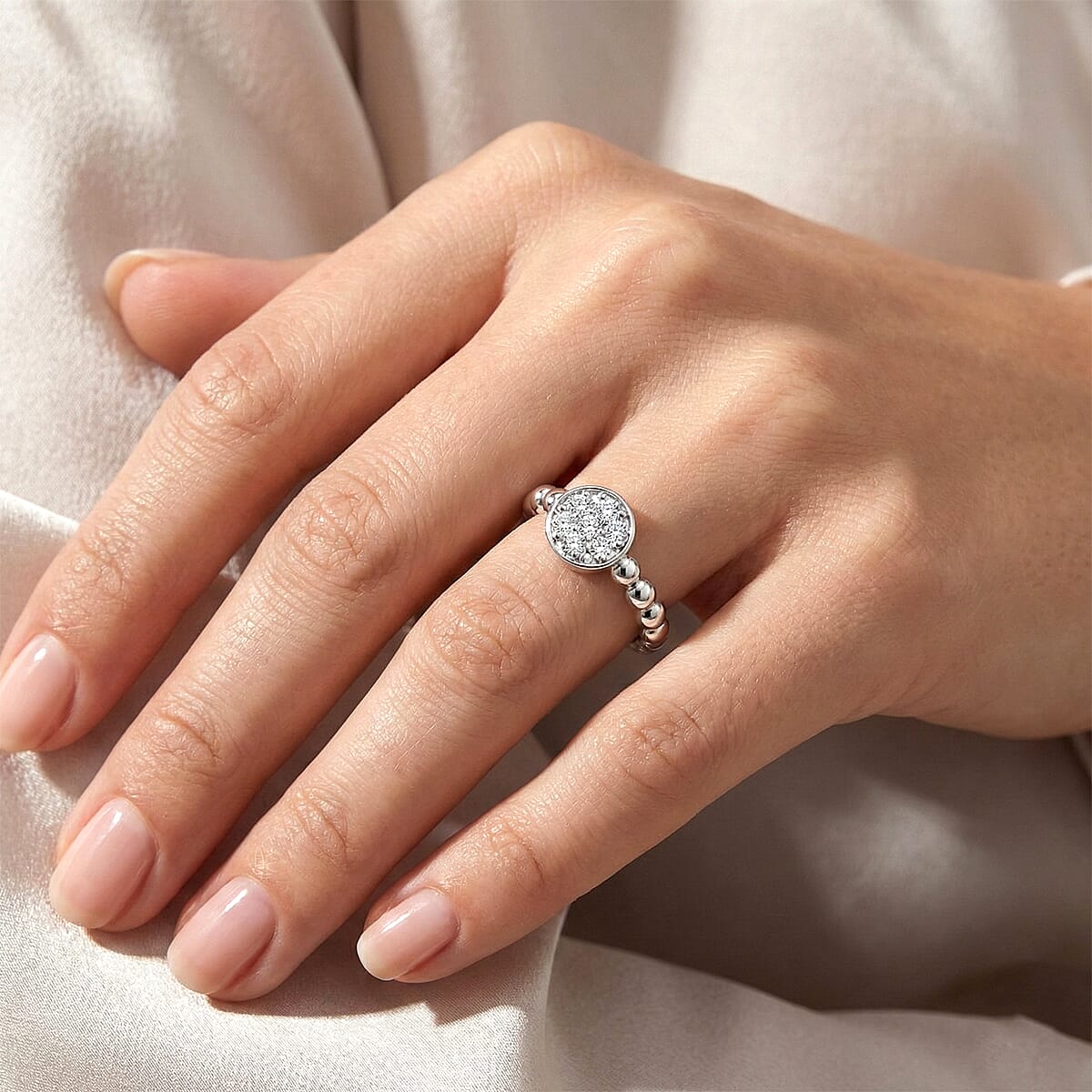 Luxuriant Lab Grown Diamond G-H SI 0.35 ctw Cluster Ring in Rhodium Over Sterling Silver (Size 7.0) image number 2