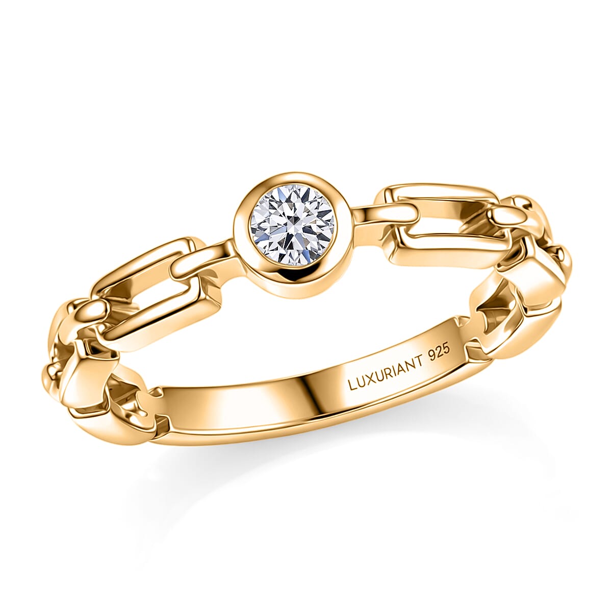 Luxuriant Lab Grown Diamond G-H SI 0.15 ctw Ring in 18K Vermeil Yellow Gold Over Sterling Silver (Size  10.0)
