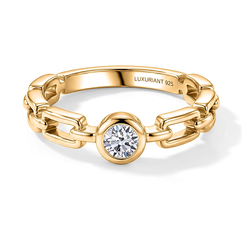 Luxuriant Lab Grown Diamond G-H SI 0.15 ctw Ring in 18K Vermeil Yellow Gold Over Sterling Silver (Size  10.0)