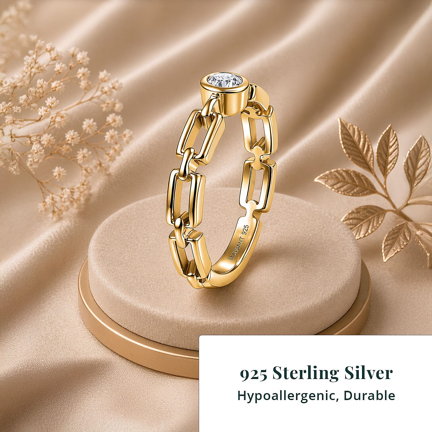 Luxuriant Lab Grown Diamond G-H SI 0.15 ctw Ring in 18K Vermeil Yellow Gold Over Sterling Silver (Size  10.0)